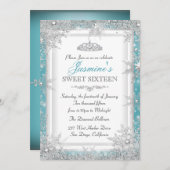 Blue Silver Winter Wonderland Sweet 16 Uitnodiging (Voorkant / Achterkant)