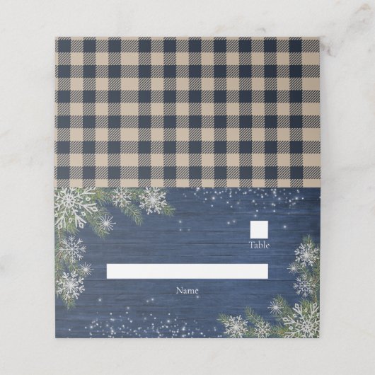 Blue Silver Winter Wood Pset Rustic Plaatskaartje (Buitenkant ongevouwen)