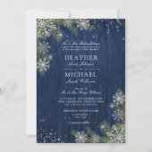 Blue Silver Winter Wood Pset Rustic Wedding Kaart (Voorkant)