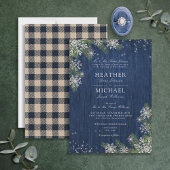 Blue Silver Winter Wood Pset Rustic Wedding Kaart