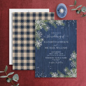 Blue Silver Winter Wood Pset Rustic Wedding Kaart