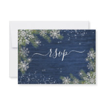 Blue Silver Winter Wood Pset Rustic Wedding +Menu