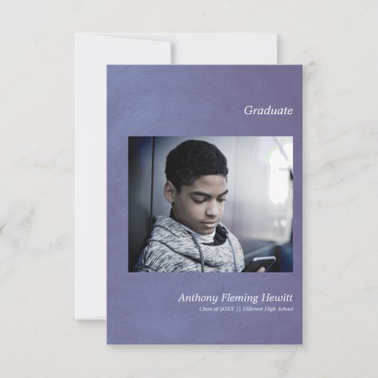 Blue Simple Afstuderen Announcement Foto (Voorkant)