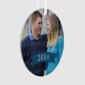 Blue Simple Banner Holiday Photo Ornament (voorkant)