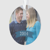 Blue Simple Banner Holiday Photo Ornament (voorkant)