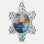 Blue Simple Banner Holiday Photo Ornament (Rechts)