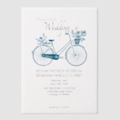 Blue Simple Bicycle Wedding Invitation Vellum Uitnodigingen (Voorkant)