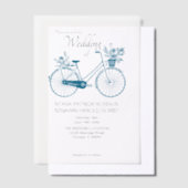 Blue Simple Bicycle Wedding Invitation Vellum Uitnodigingen (Offset)