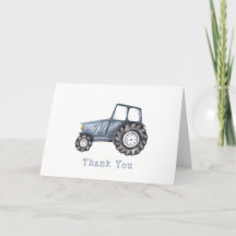 Blue Simple Boy Waterverf Tractor Baby shower