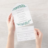 Blue Simple Branch Formal Wording Wedding All In One Uitnodiging (Afscheurbaar)