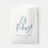 Blue Simple Calligraphy Gender Neutral Baby Shower Bedankzakje (Voorkant)