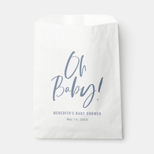 Blue Simple Calligraphy Gender Neutral Baby Shower Bedankzakje (Voorkant)