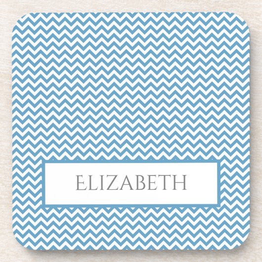 Blue Simple Chevron Beverage Coaster Bier Onderzetter (Voorkant)