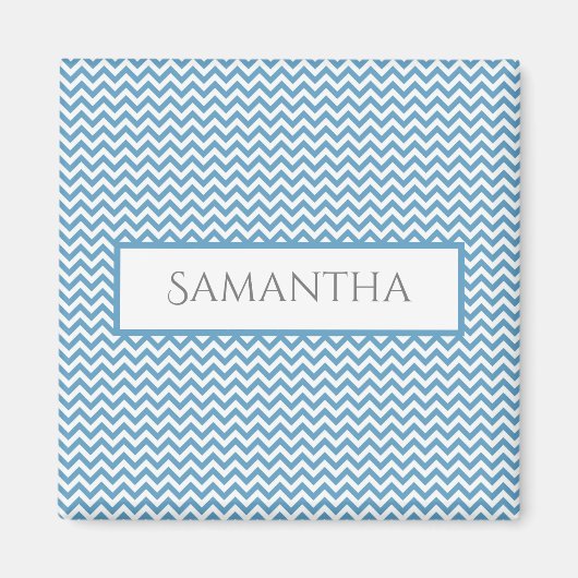 Blue Simple Chevron Personalized Magnet (Voorkant)