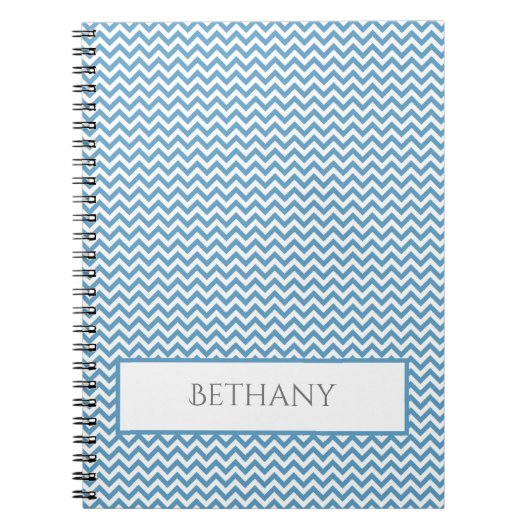 Blue Simple Chevron Personalized Notitieboek (Voorkant)