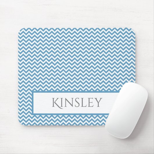 Blue Simple Chevron persoonlijke Muismat (Met muis)
