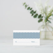 Blue Simple Chevron Place Card Plaatskaartje (Staand voorkant)