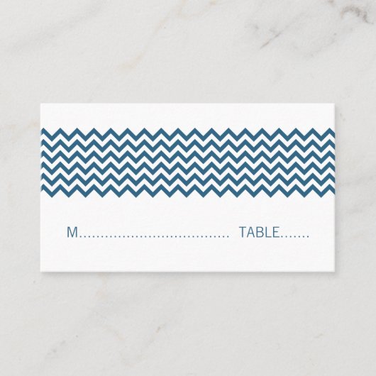 Blue Simple Chevron Place Card Plaatskaartje (Voorkant)