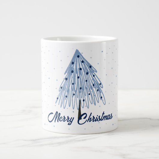 Blue Simple Christmas Holiday Giant Coffee Mok (Voorkant)
