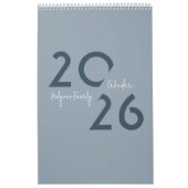Blue Simple Elegant 2026 Calendar Kalender (Hoes)