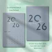 Blue Simple Elegant 2026 Calendar Kalender