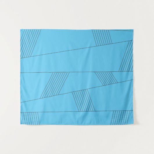 Blue, simple, elegant, abstract line pattern wandkleed (Voorkant (horizontaal))