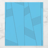 Blue, simple, elegant, abstract line pattern wijn etiket (Enkel label)