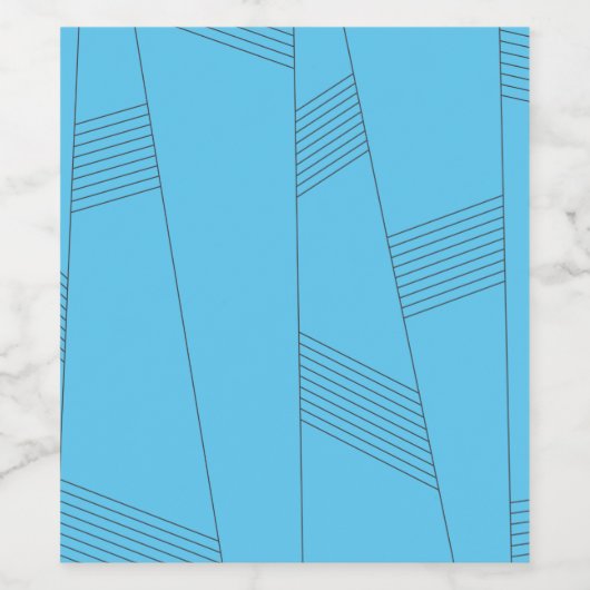 Blue, simple, elegant, abstract line pattern wijn etiket (Enkel label)