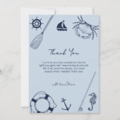 Blue Simple Elegant Vissen Boy Baby shower Bedankkaart (Voorkant)