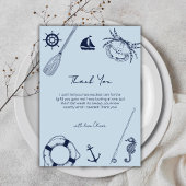Blue Simple Elegant Vissen Boy Baby shower Bedankkaart