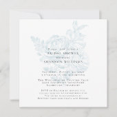 Blue Simple Floral Bridal Shower-uitnodiging Kaart (Voorkant)