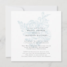 Blue Simple Floral Bridal Shower-uitnodiging Kaart