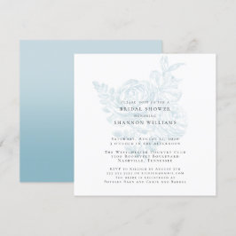Blue Simple Floral Bridal Shower-uitnodiging Kaart