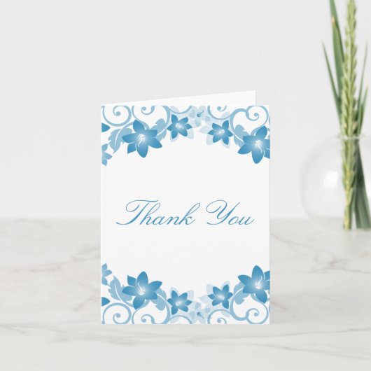 Blue Simple Floral-dank Bedankkaart (Voorkant)