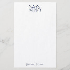 Blue Simple Floral Dot Specialized Stationery Briefpapier