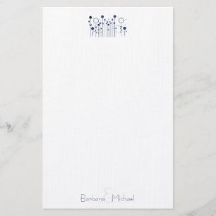 Blue Simple Floral Dot Specialized Stationery Briefpapier