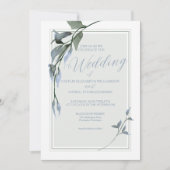 Blue Simple Floral Wedding Kaart (Voorkant)