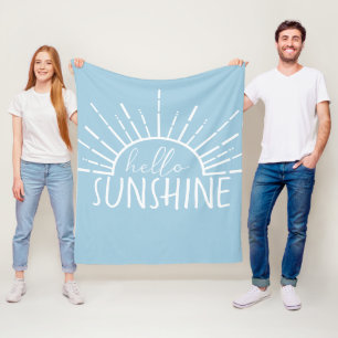 Blue Simple Hallo Sunshine Fleece Deken