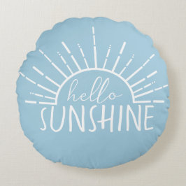 Blue Simple Hallo Sunshine Rond Kussen