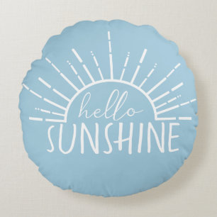 Blue Simple Hallo Sunshine Rond Kussen