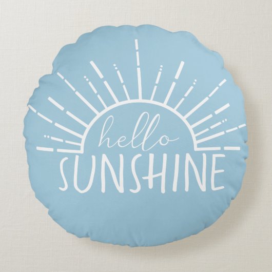 Blue Simple Hallo Sunshine Rond Kussen (Voorkant)