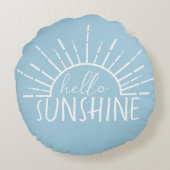 Blue Simple Hallo Sunshine Rond Kussen (Achterkant)