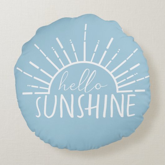 Blue Simple Hallo Sunshine Rond Kussen (Achterkant)