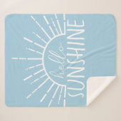 Blue Simple Hallo Sunshine Sherpa Deken (Voorkant (horizontaal))