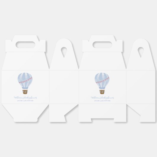Blue Simple Hot Air Balloon Boy Baby shower Bedankdoosjes (Ongevouwen)