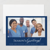 Blue Simple Medical Staff Foto's Groet van het sei Feestdagenkaart (Voorkant / Achterkant)