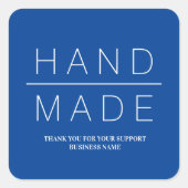 Blue Simple Minimal Handmade Business Support Vierkante Sticker (Voorkant)