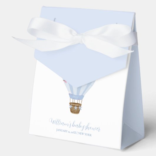 Blue Simple Minimal Hete Luchtballon Baby shower Bedankdoosjes (Voorkant)