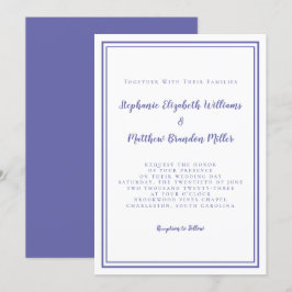 Blue Simple Minimalist Chic Wedding Kaart