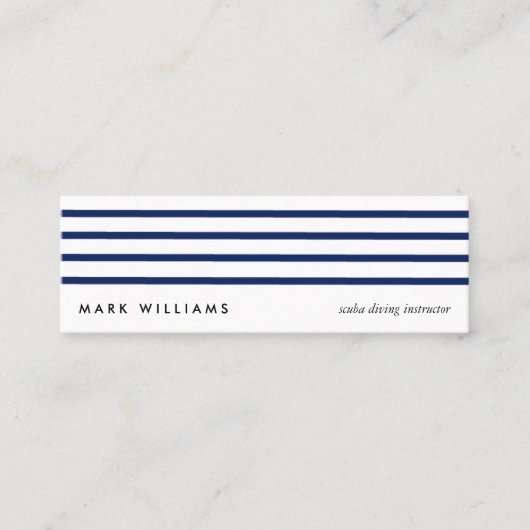 Blue simple modern navy nautical lines card mini visitekaartje (Voorkant)